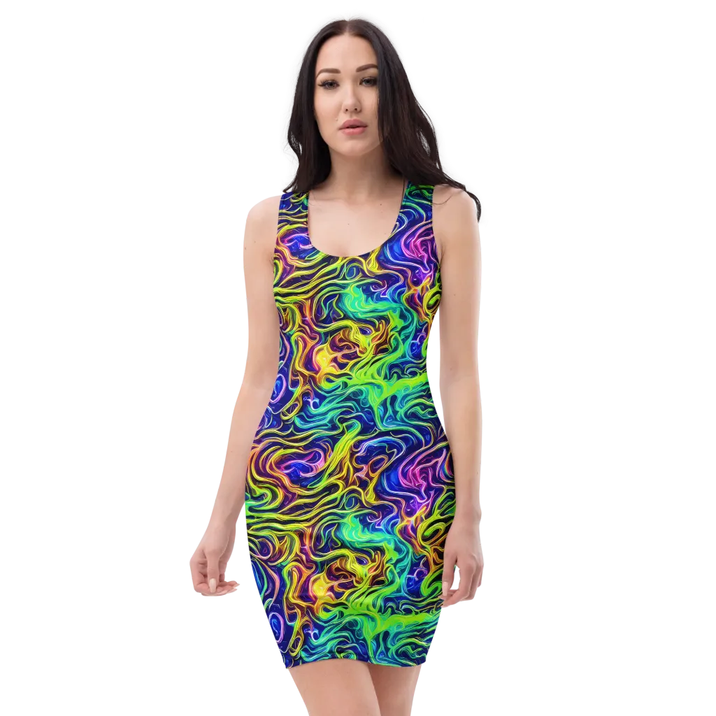 Acid Wave on Bodycon Dress — Front