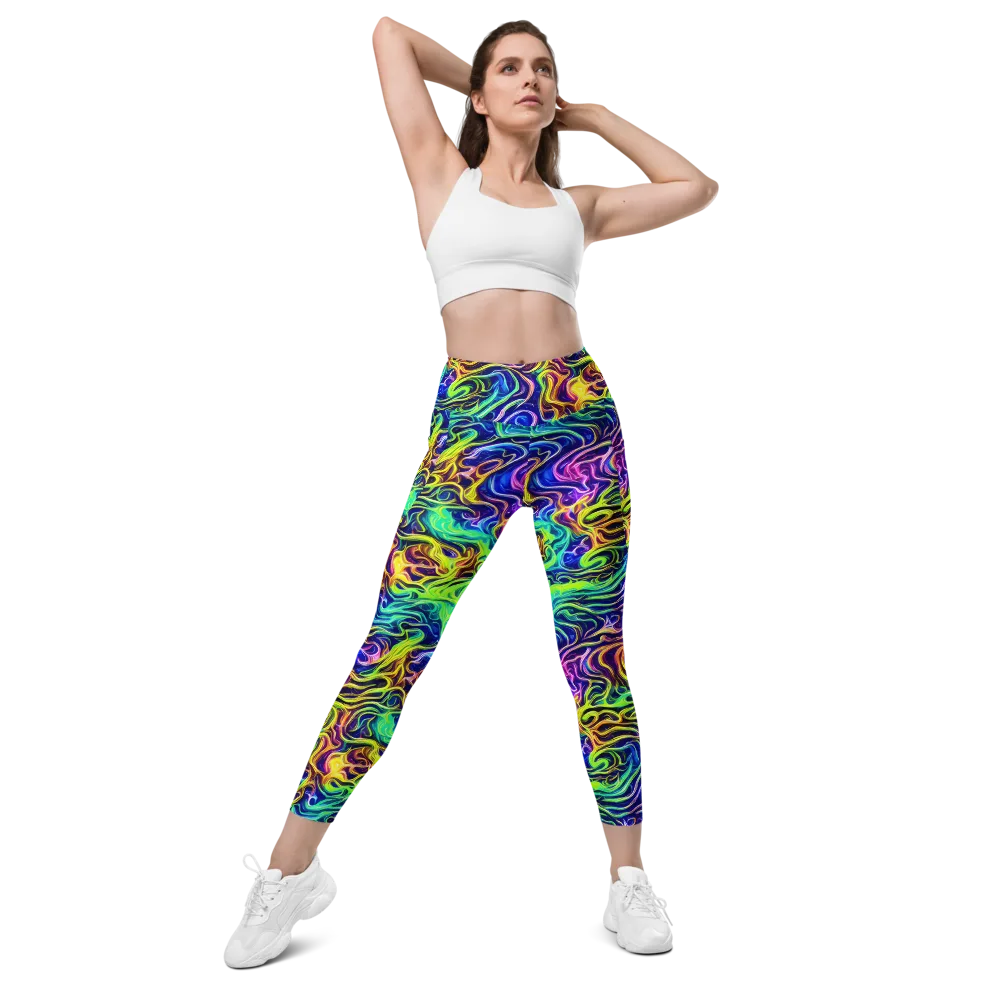 Acid Wave on Leggings with Pockets — Front