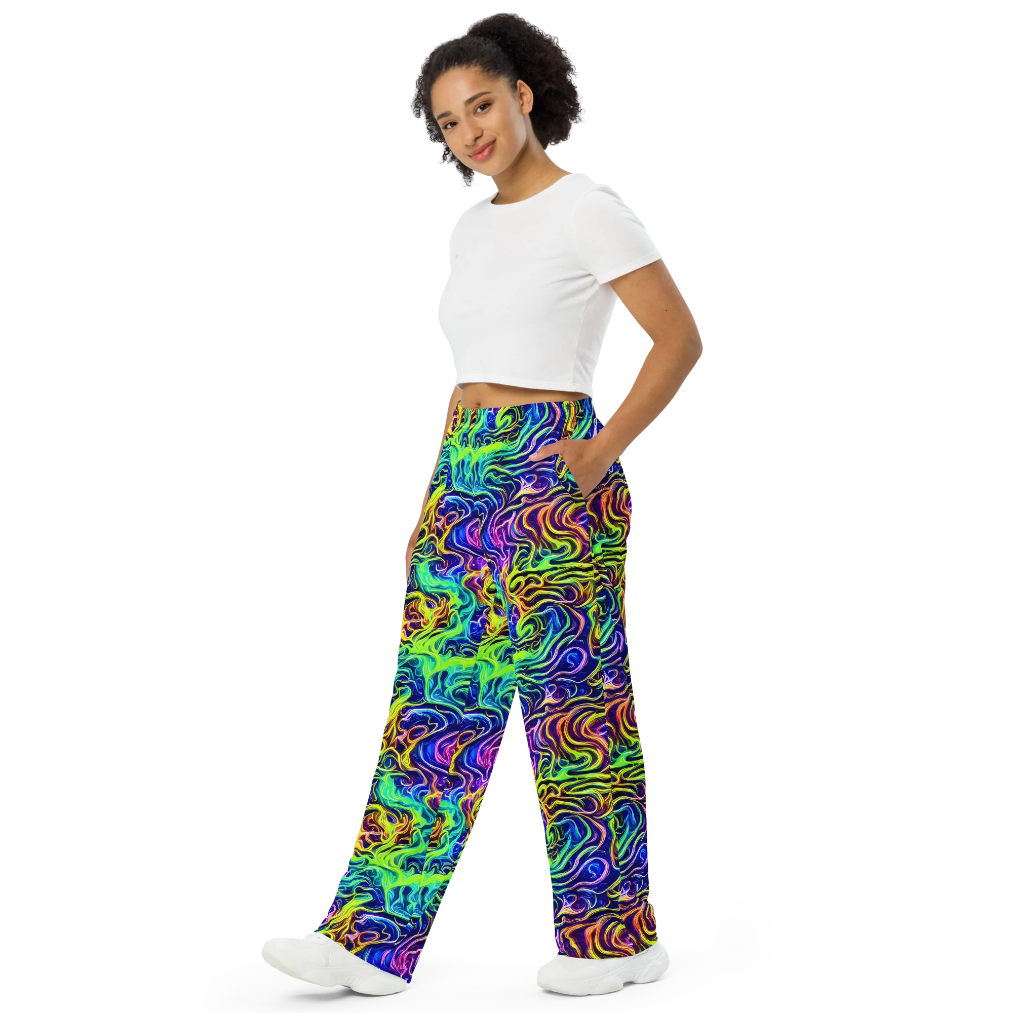Acid Wave on Wide-Leg Pants — Left Front