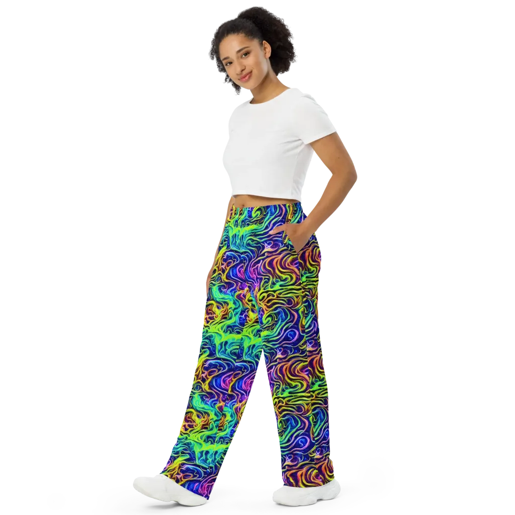 Acid Wave on Wide-Leg Pants — Left Front