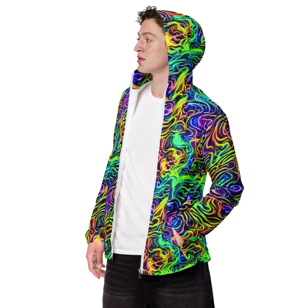 Acid Wave on Men's Windbreaker — Left Front