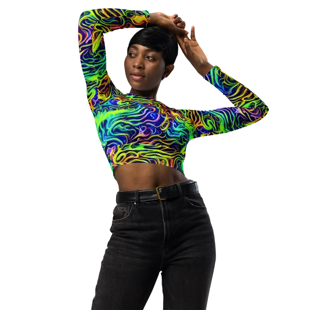 Acid Wave on Long Sleeve Crop Top — Front