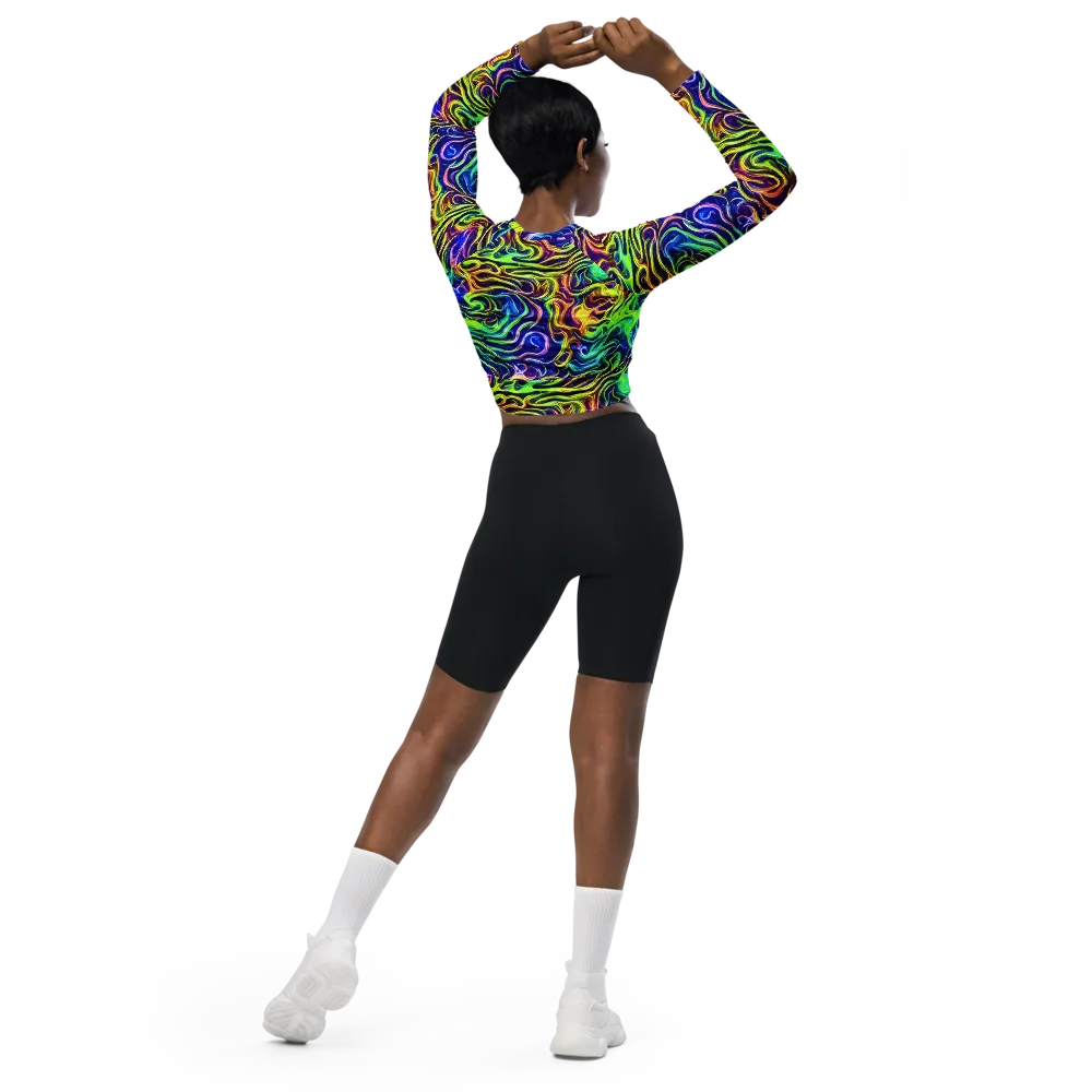 Acid Wave on Long Sleeve Crop Top — Back