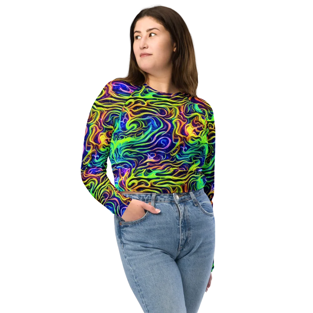 Acid Wave on Long Sleeve Crop Top — Front