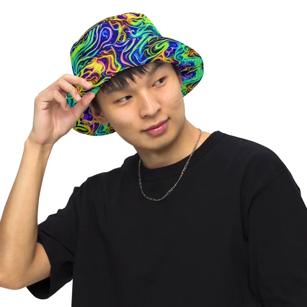 Acid Wave on Reversible Bucket Hat — Front Inside