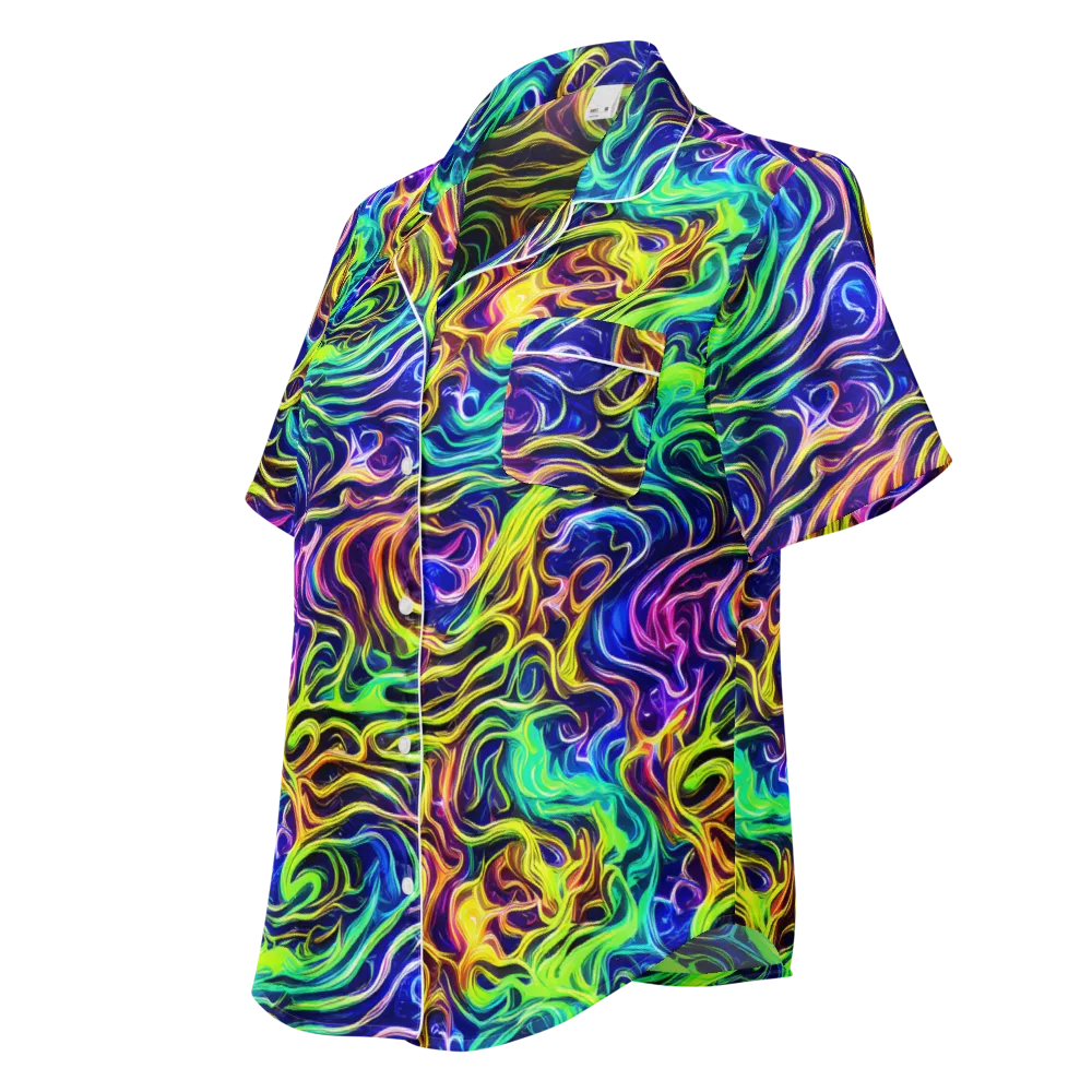 Acid Wave on Women's Short Sleeve Pajama Top — Left Front
