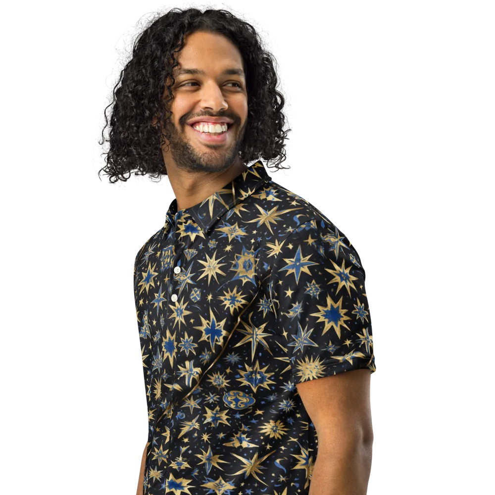 Celestial Gild on Men's Slim Fit Polo Shirt — Left Front