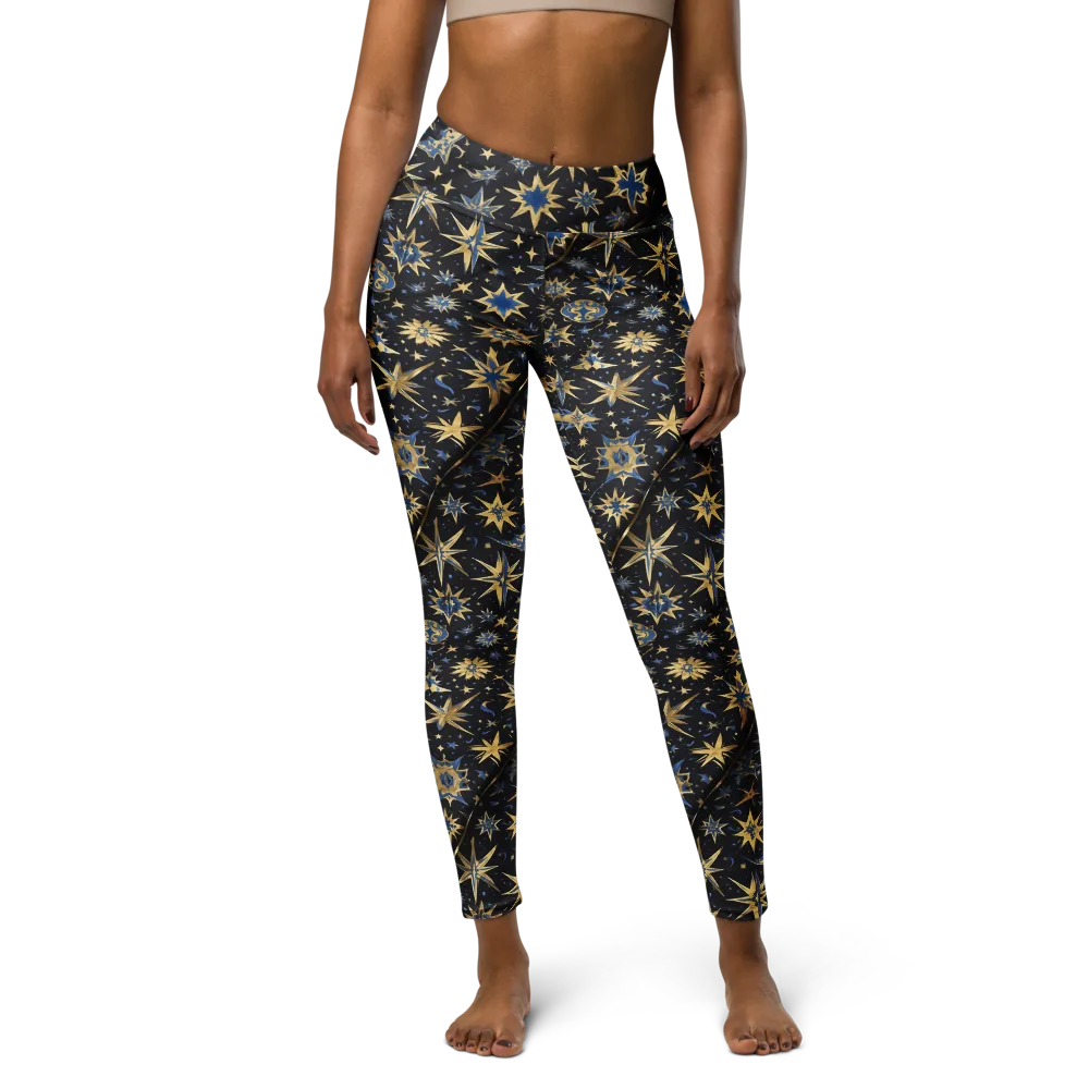 Celestial Gild on Yoga Leggings — Front