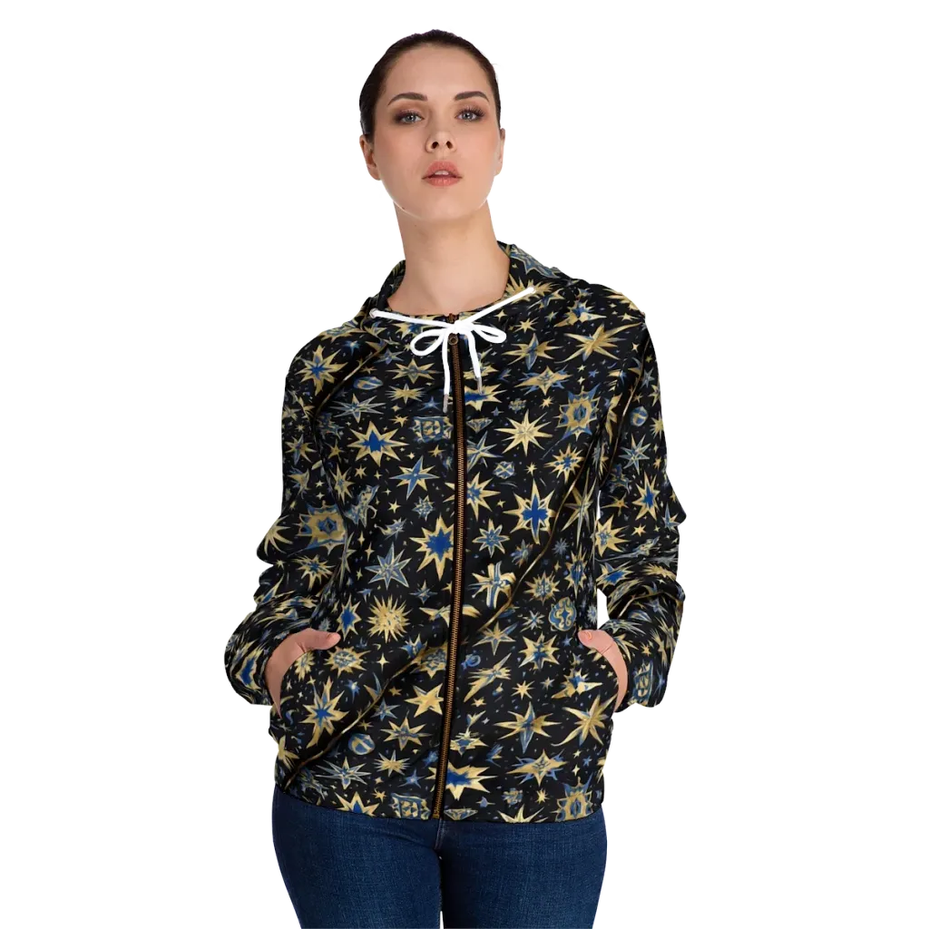 Celestial Gild on Women's Full-Zip Hoodie — Front On Person