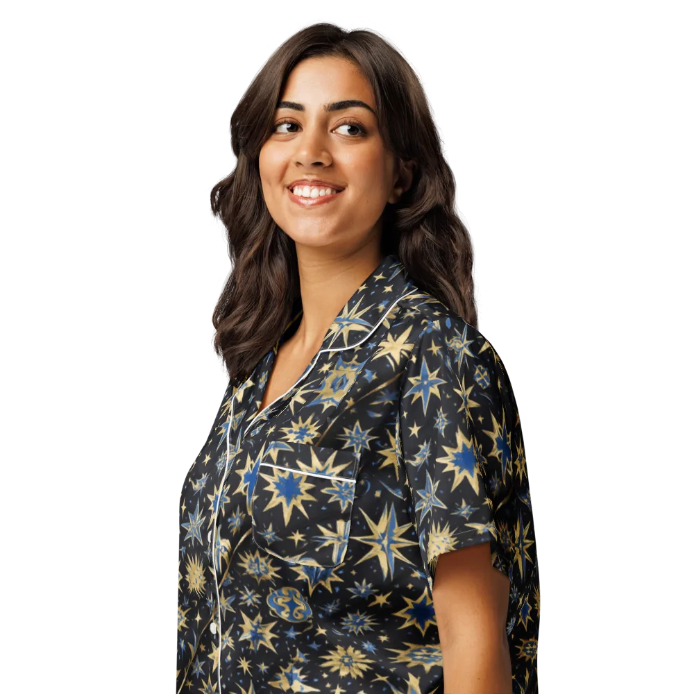 Celestial Gild on Women's Short Sleeve Pajama Top — Left Front