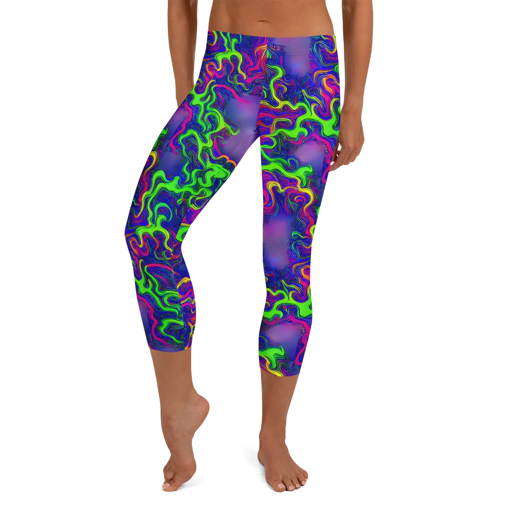 Electric Ribbons on Capri Leggings — Front