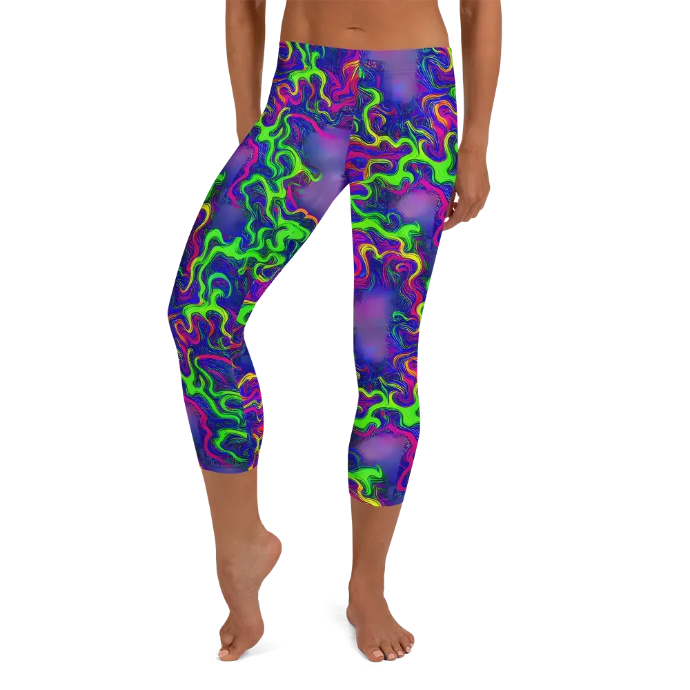 Electric Ribbons on Capri Leggings — Front
