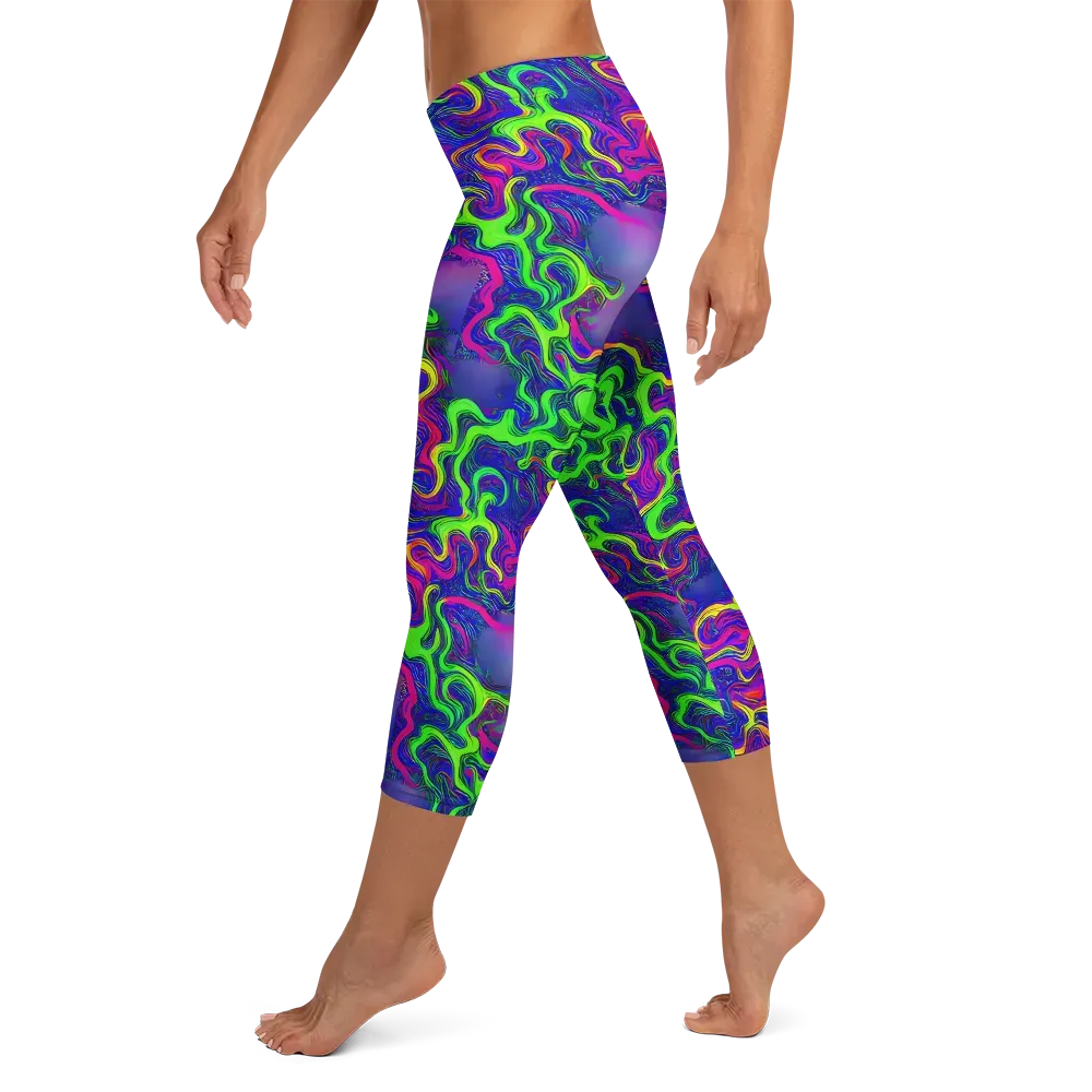 Electric Ribbons on Capri Leggings — Left
