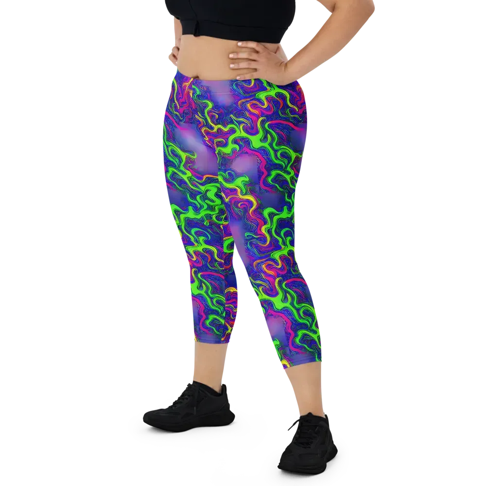 Electric Ribbons on Capri Leggings — Front