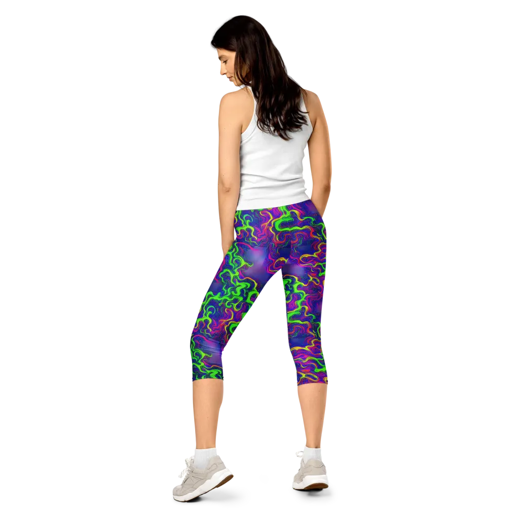 Electric Ribbons on Capri Leggings — Back
