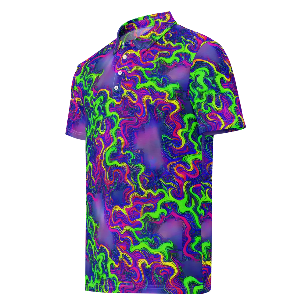 Electric Ribbons on Men's Slim Fit Polo Shirt — Left Front