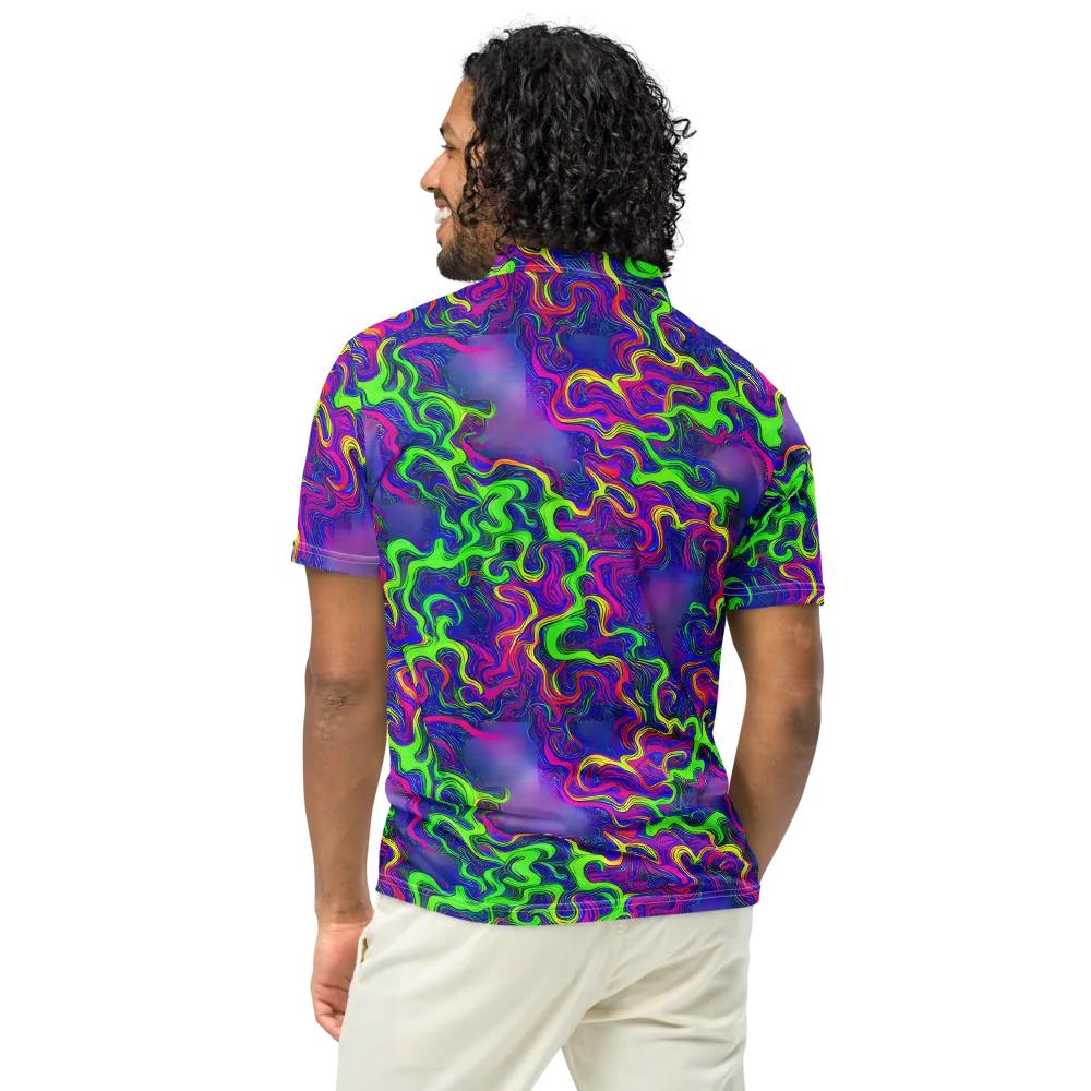 Electric Ribbons on Men's Slim Fit Polo Shirt — Back