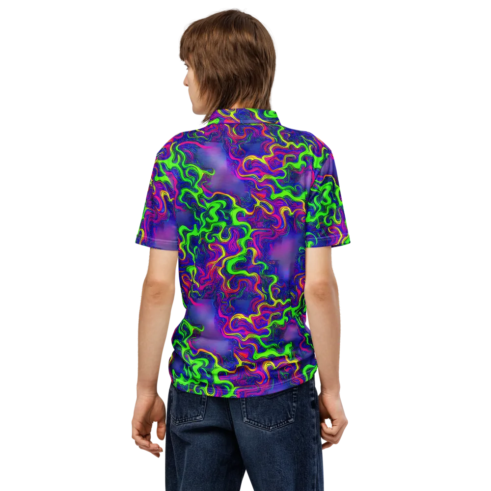 Electric Ribbons on Men's Slim Fit Polo Shirt — Back