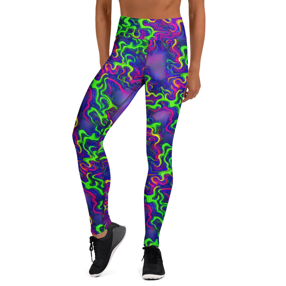 Electric Ribbons on Yoga Leggings — Front