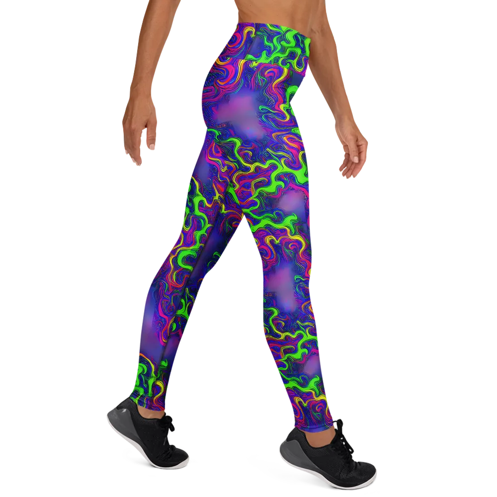 Electric Ribbons on Yoga Leggings — Right