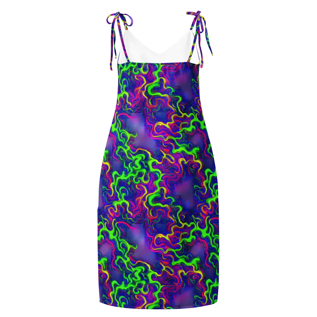 Electric Ribbons on Slip Dress — Back