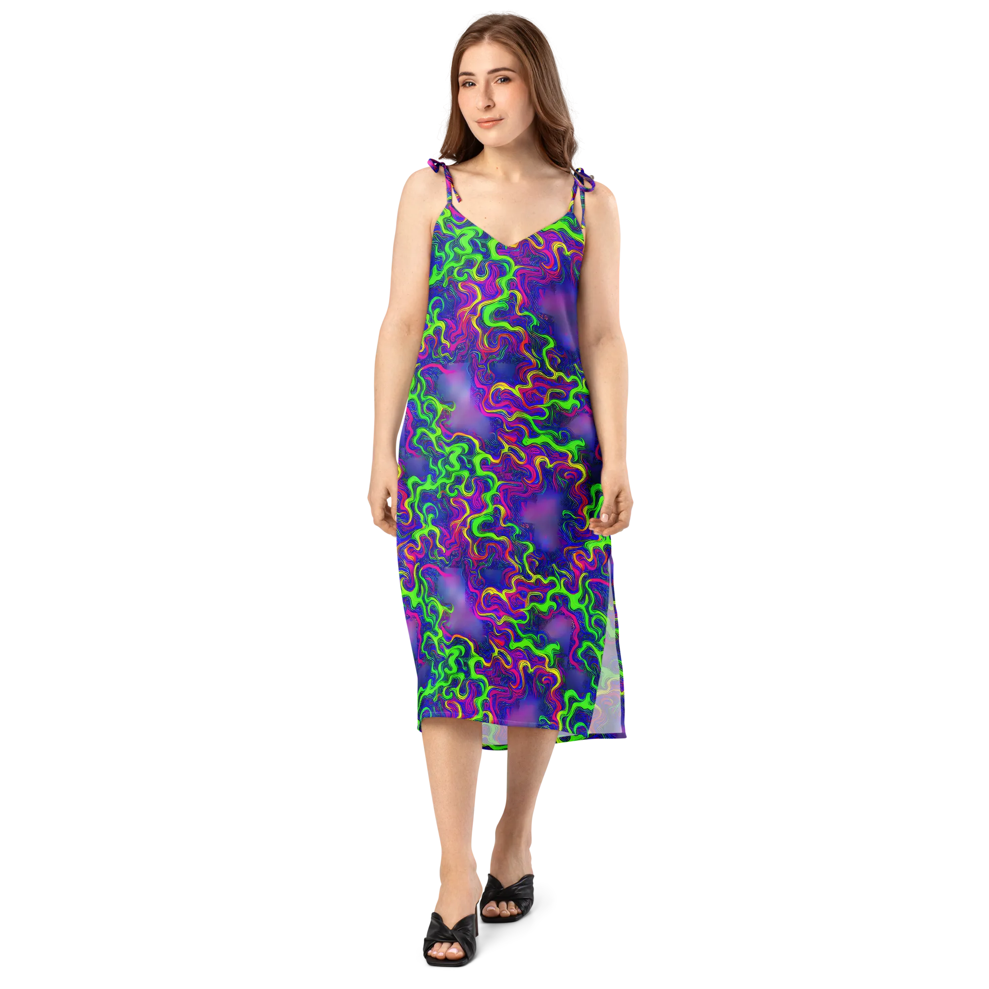 Electric Ribbons on Slip Dress — Front