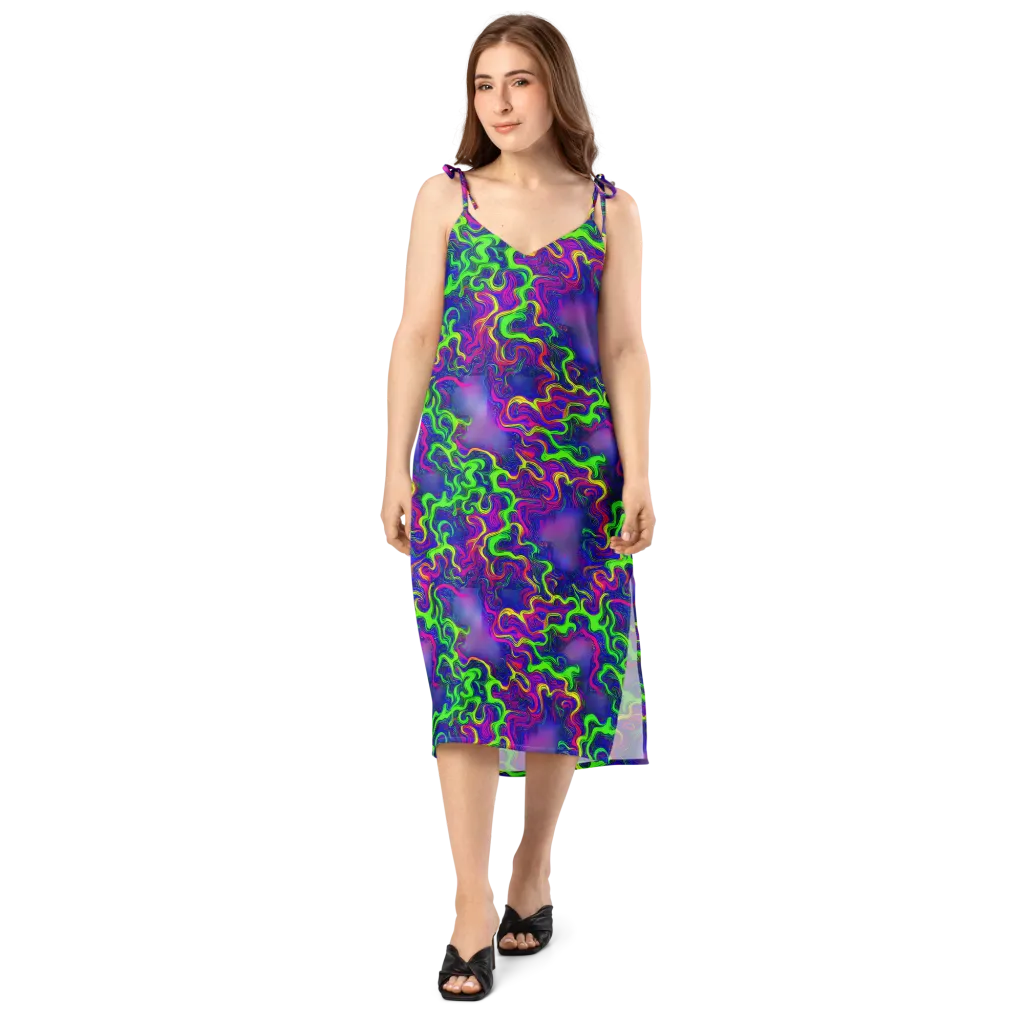 Electric Ribbons on Slip Dress — Front