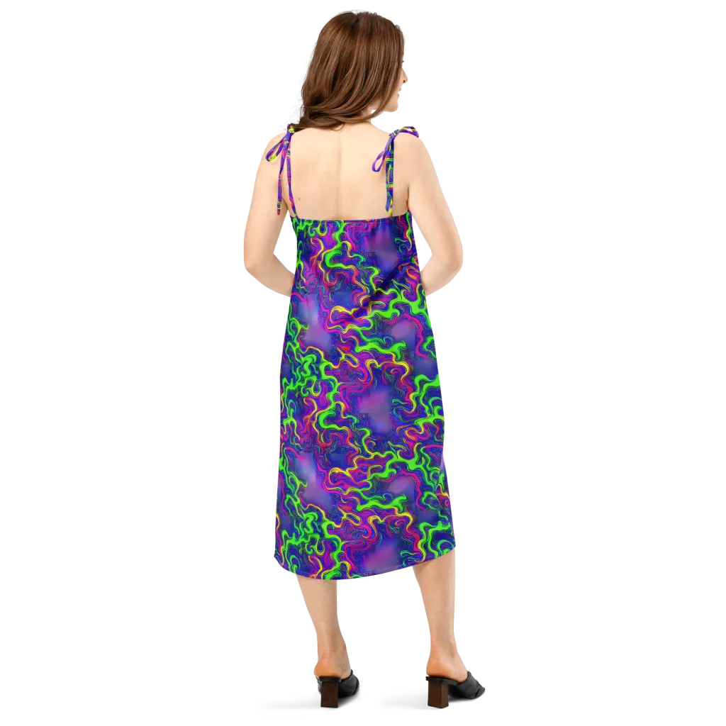 Electric Ribbons on Slip Dress — Back