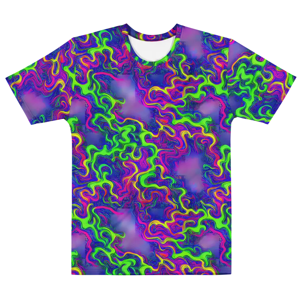 Electric Ribbons on Men's Cotton Crew Neck T-Shirt — Front