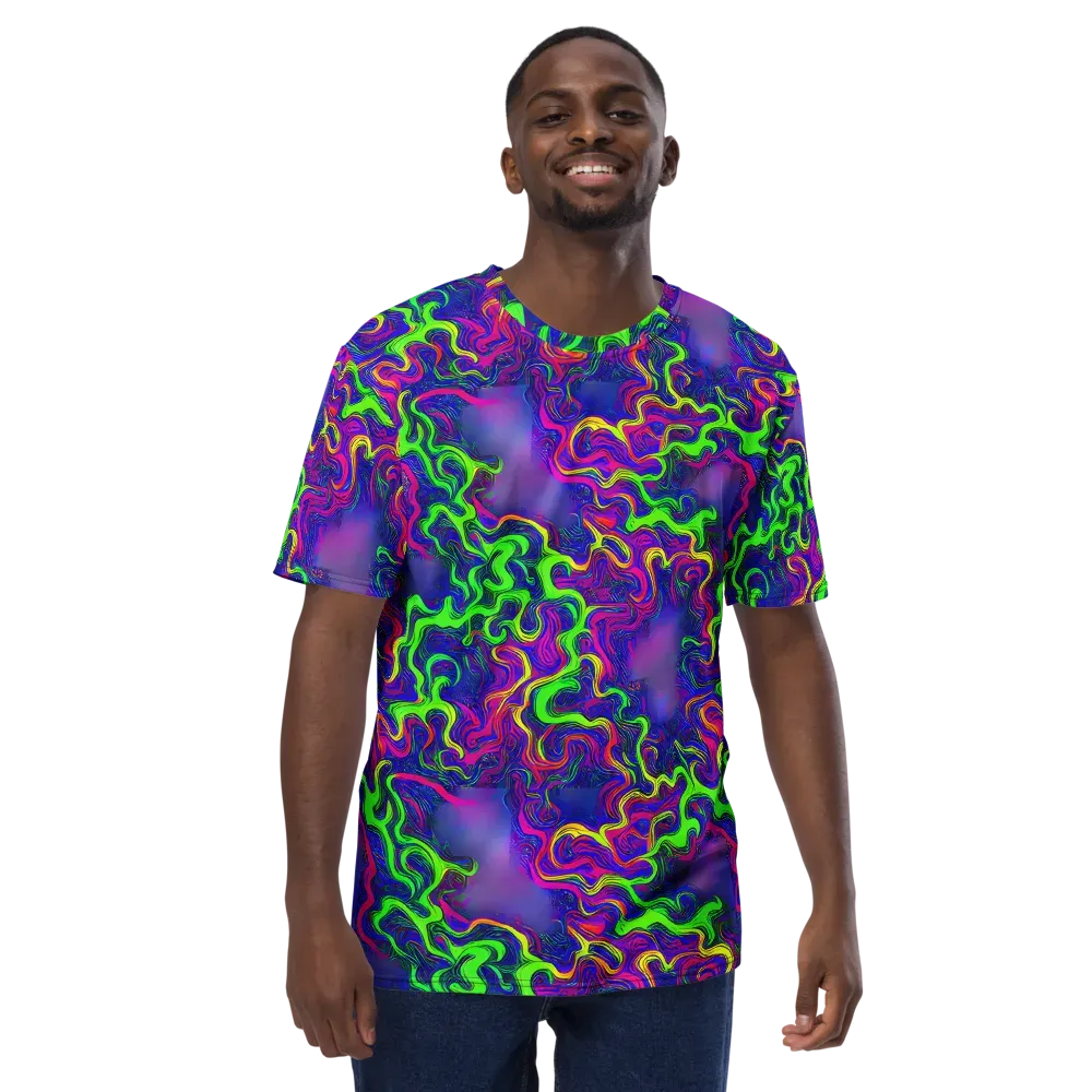 Electric Ribbons on Men's Crew Neck T-Shirt — Front
