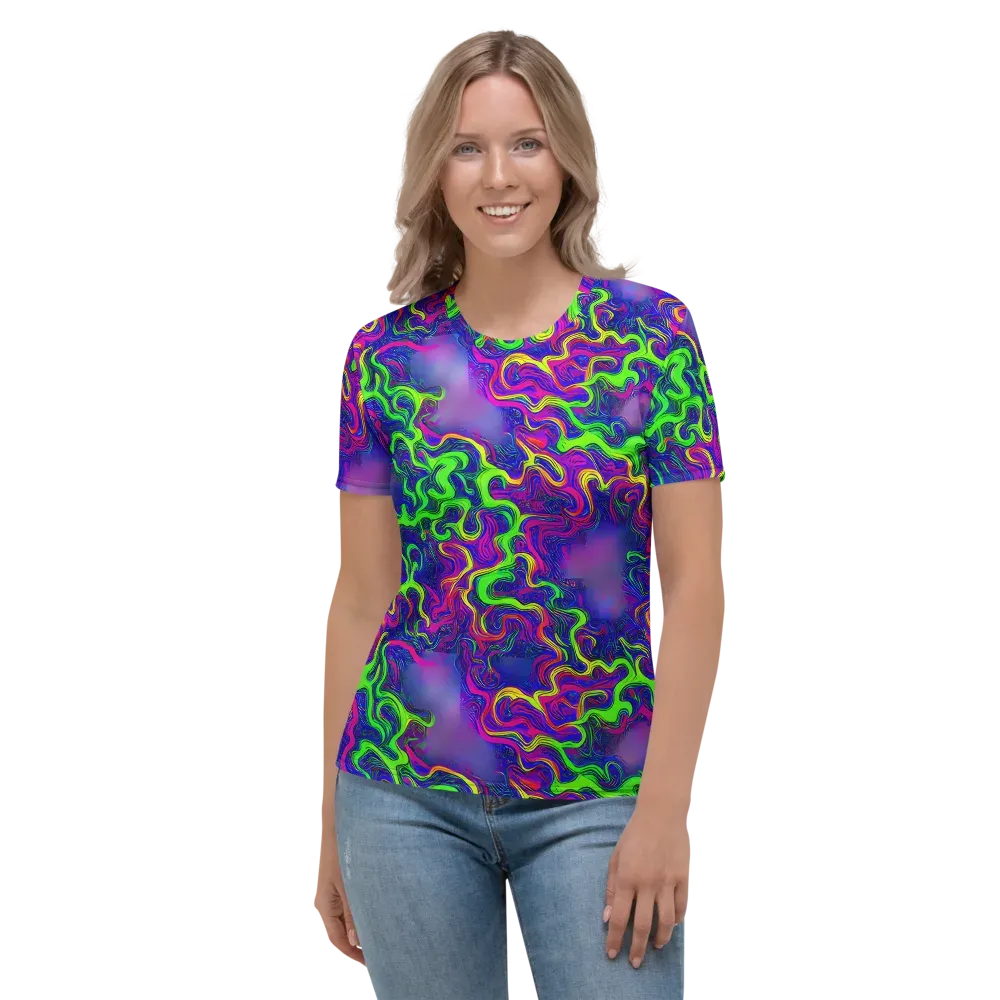 Electric Ribbons on Women's Crew Neck T-Shirt — Front