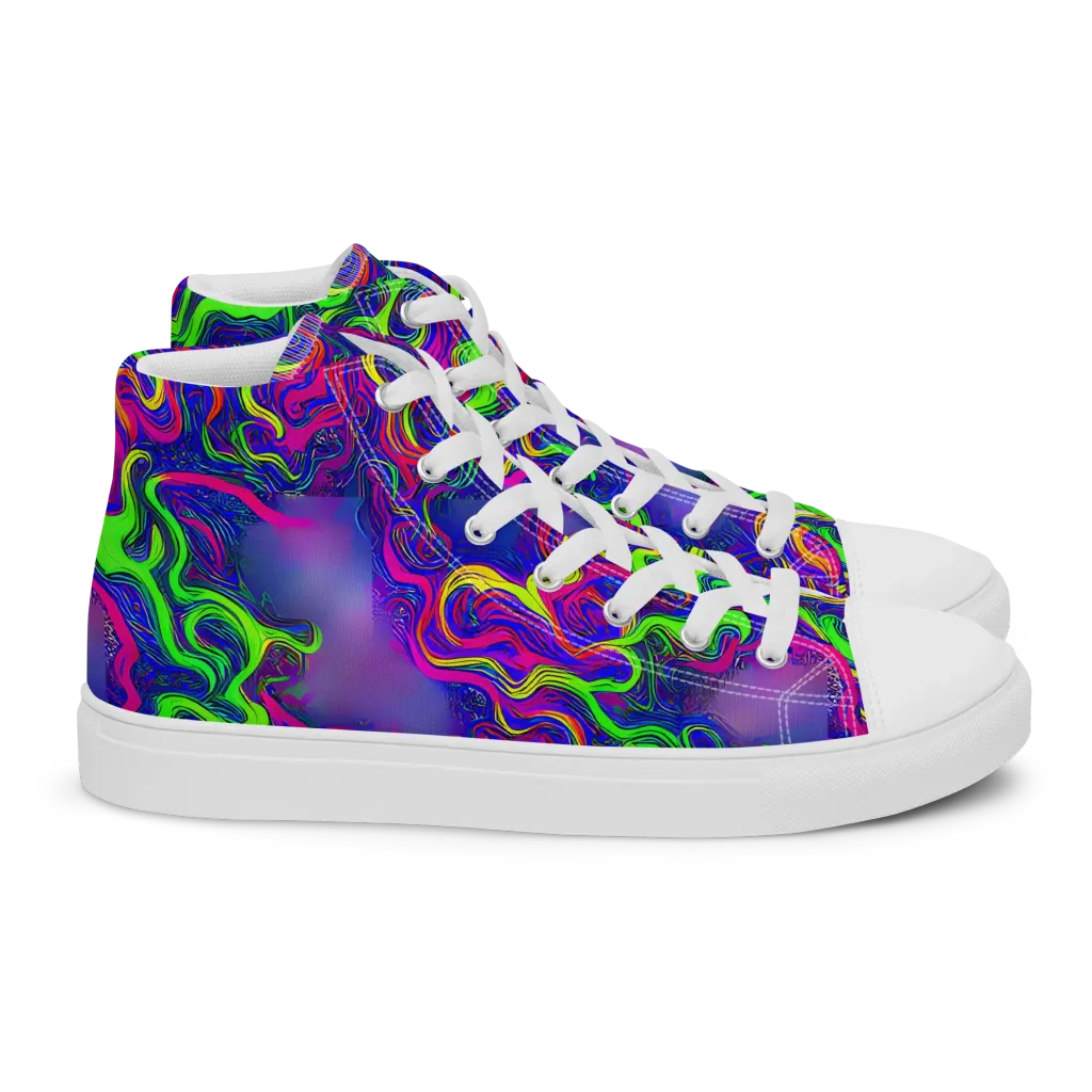 Electric Ribbons on Women's High Top Canvas Shoes — Right