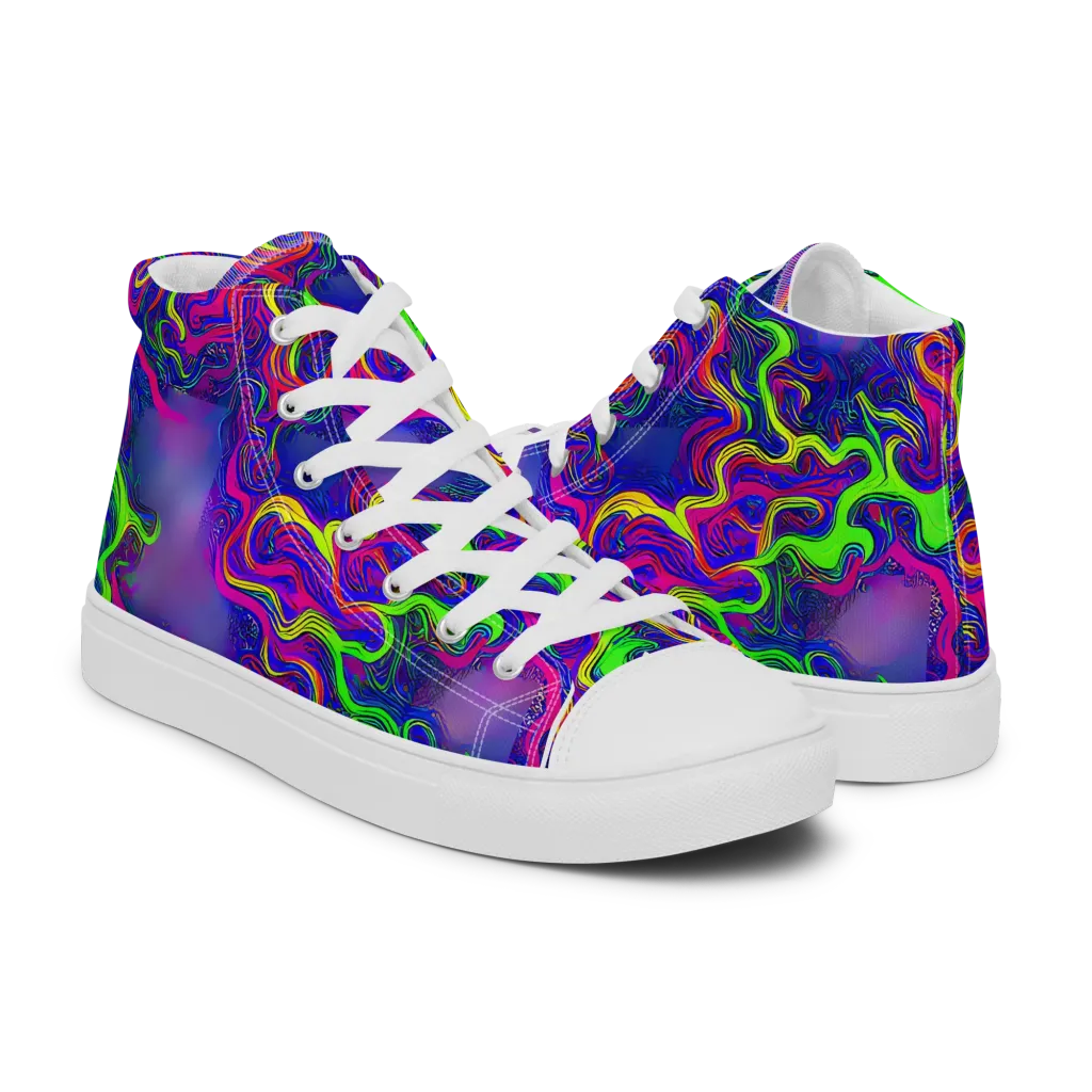 Electric Ribbons on Women's High Top Canvas Shoes — Right