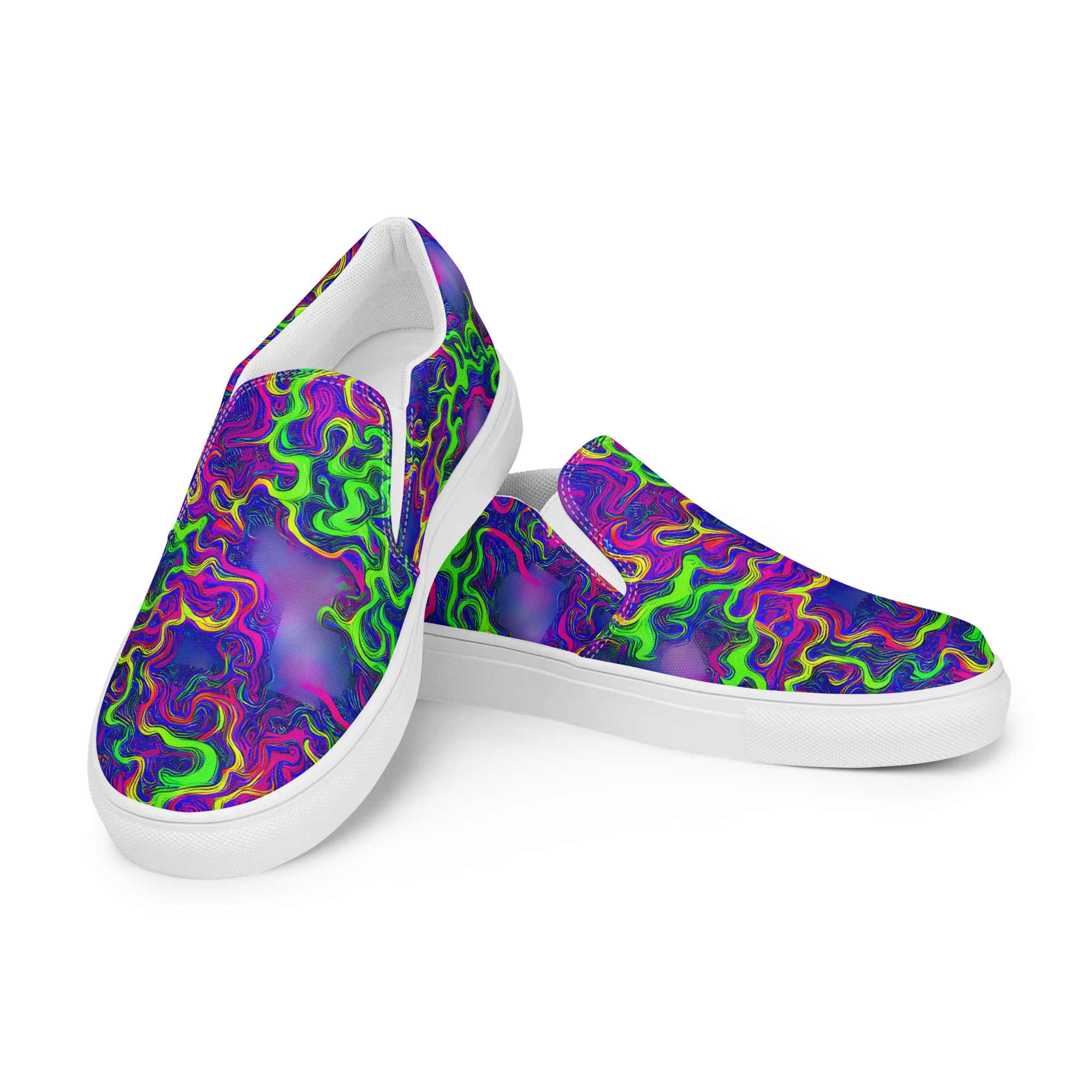 Electric Ribbons on Men's Slip-On Canvas Shoes — Left Front