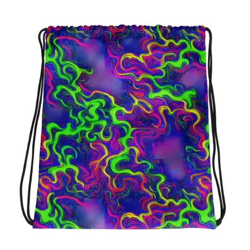 Electric Ribbons on a Drawstring Bag