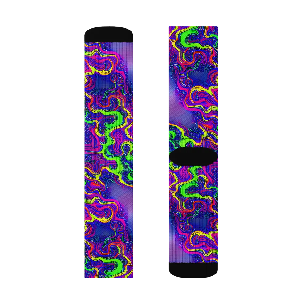 Electric Ribbons on Socks — Left Sock