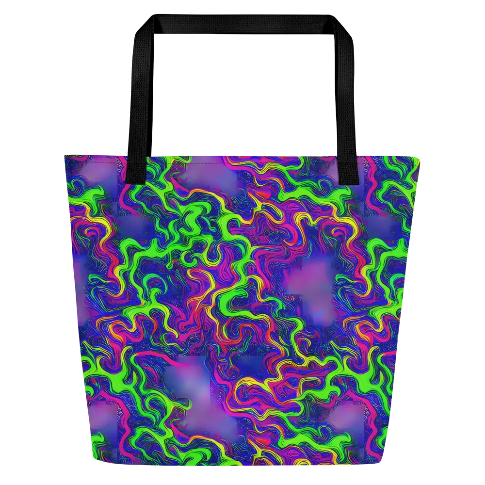 Electric Ribbons on Large Tote Bag W/ Pocket — Front