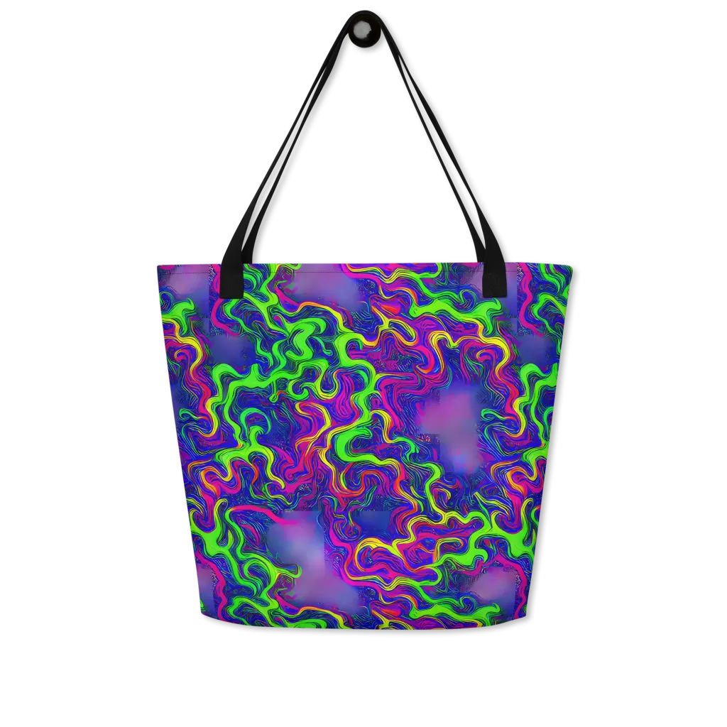 Electric Ribbons on Large Tote Bag W/ Pocket — Front
