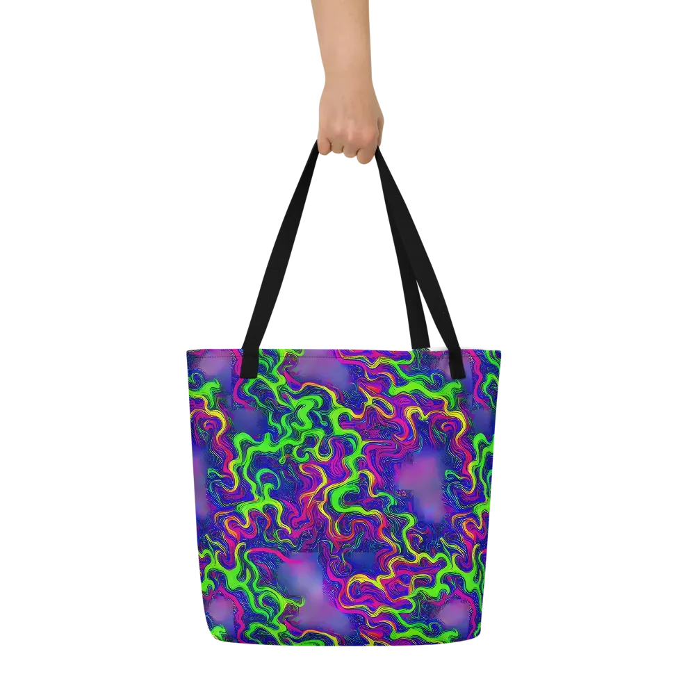 Electric Ribbons on Large Tote Bag W/ Pocket — Front