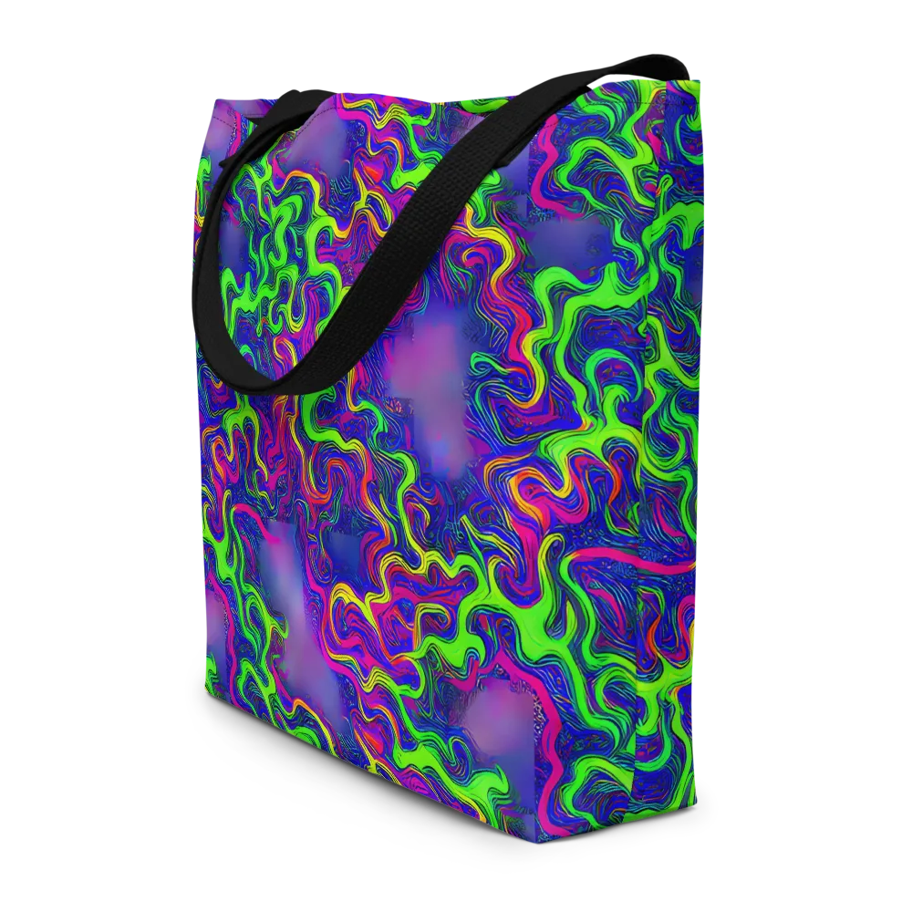 Electric Ribbons on Large Tote Bag W/ Pocket — Front