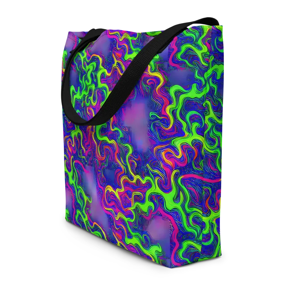 Electric Ribbons on Large Tote Bag W/ Pocket — Front
