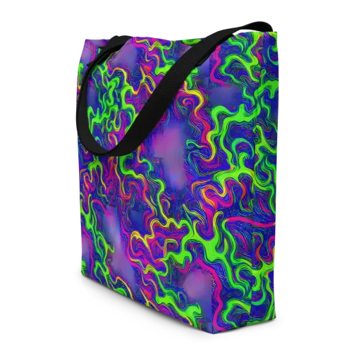 Electric Ribbons on a Large Tote Bag W/ Pocket