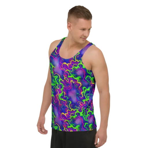 Electric Ribbons on a Men's Tank Top