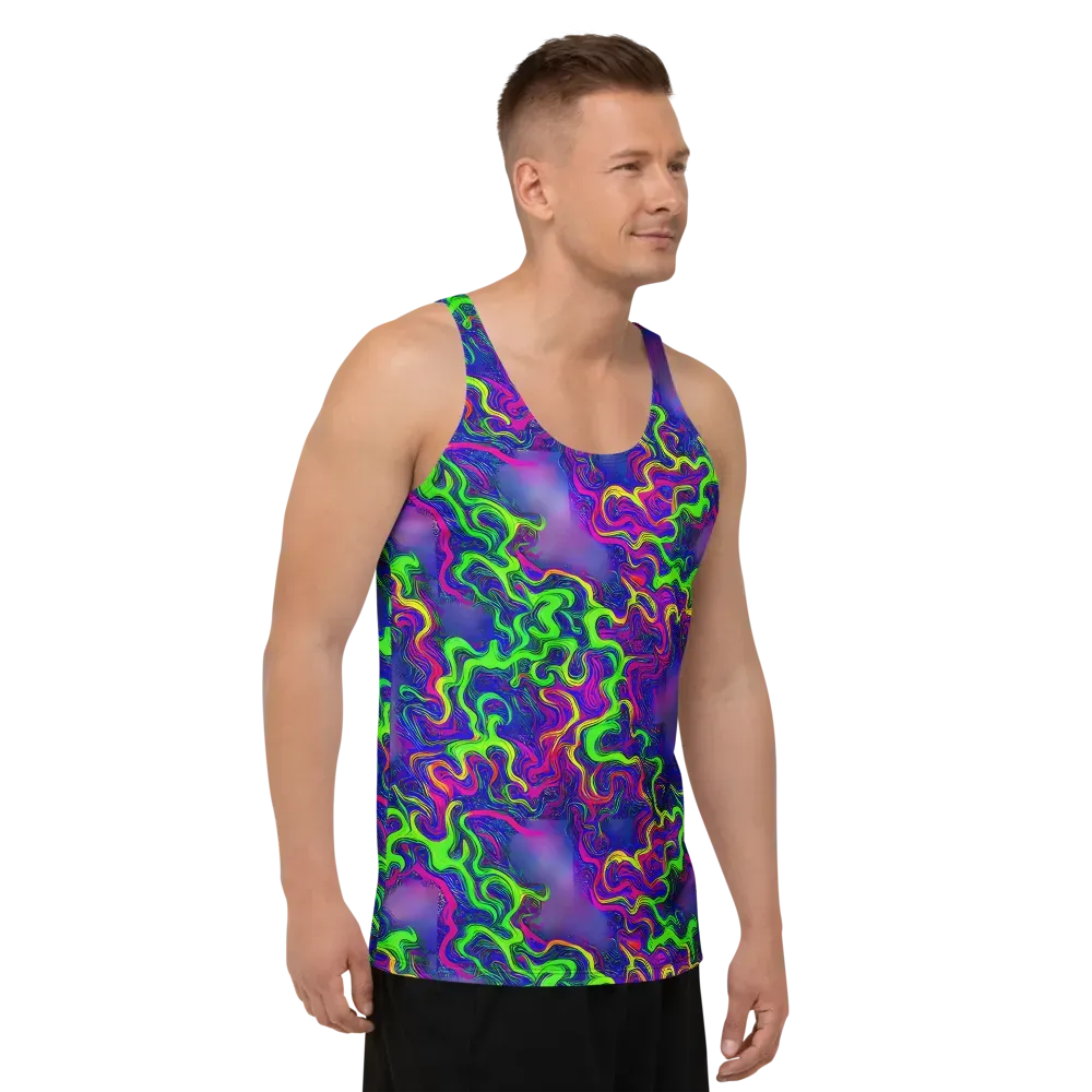 Electric Ribbons on Men's Tank Top — Right Front