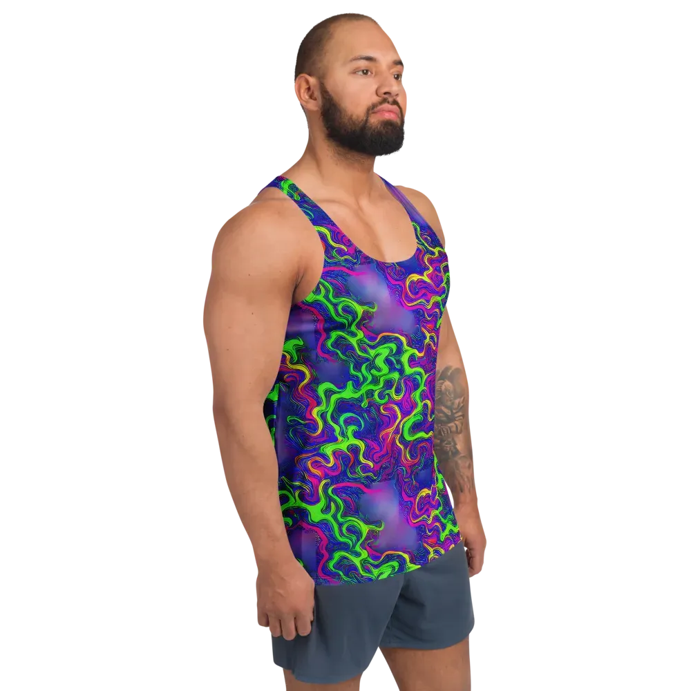 Electric Ribbons on Men's Tank Top — Right Front