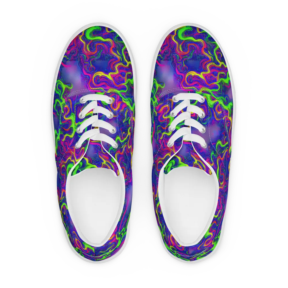 Electric Ribbons on Men's Lace-Up Canvas Shoes — Front