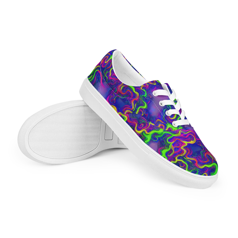 Electric Ribbons on Men's Lace-Up Canvas Shoes — Right Front