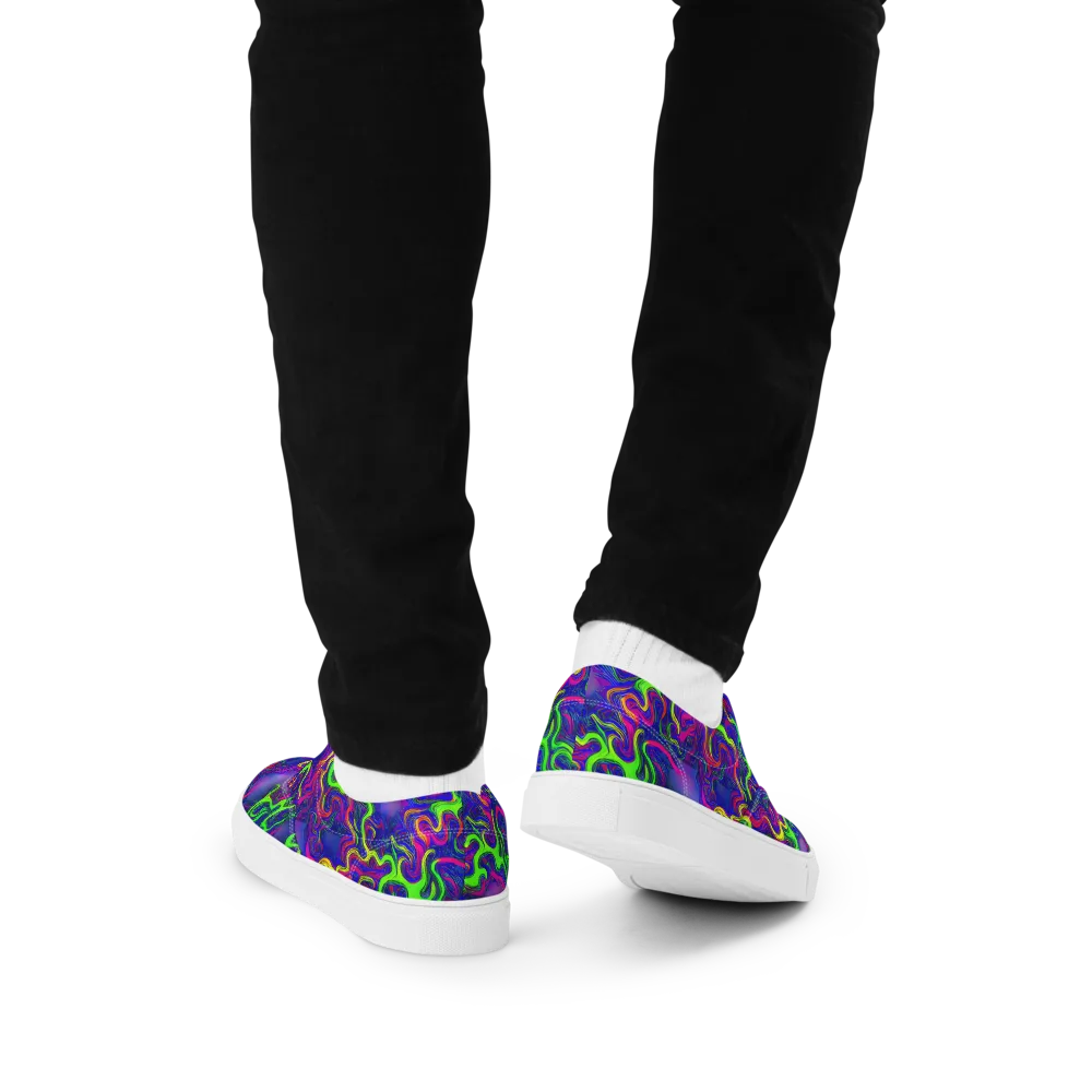 Electric Ribbons on Men's Lace-Up Canvas Shoes — Back