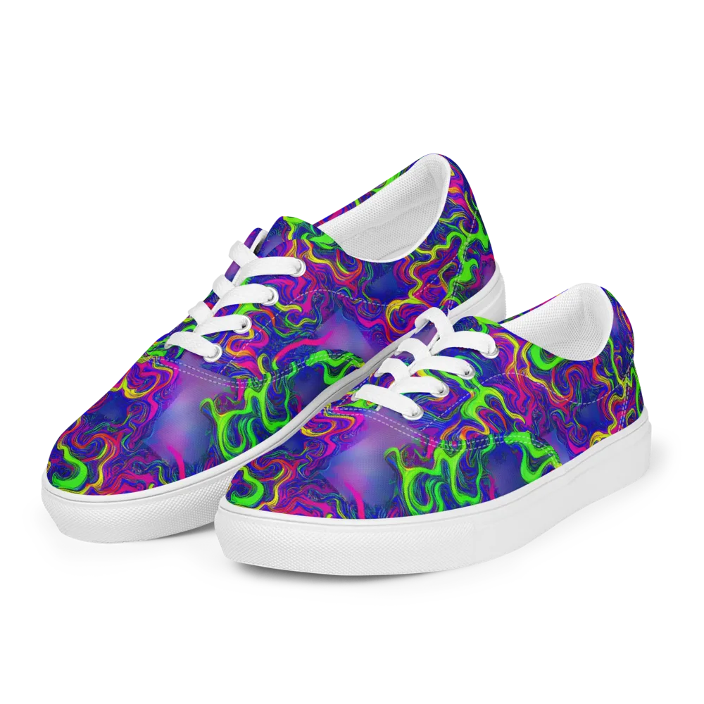 Electric Ribbons on Men's Lace-Up Canvas Shoes — Left Front