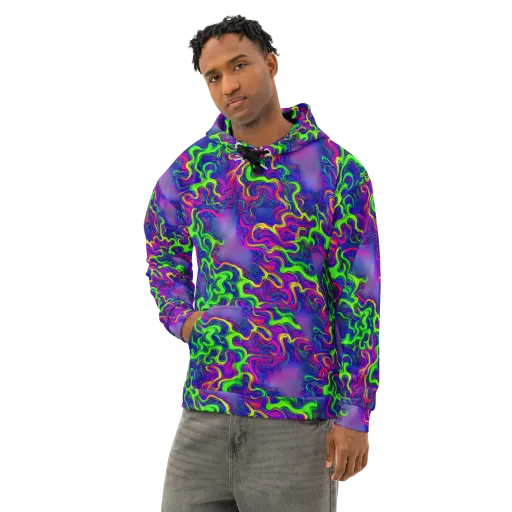 Electric Ribbons on a Cotton Hoodie